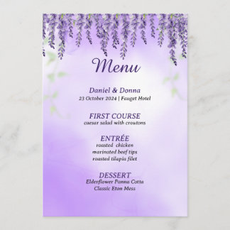 Purple Flowers | Simple Watercolor Wedding Menu