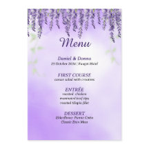 Purple Flowers | Simple Watercolor Wedding Menu