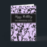 Purple Flowers Sister Birthday Card<br><div class="desc">Birthday card for sister with modern purple and black flowers design and thoughtful verse.</div>
