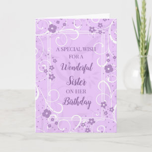 Purple Flowers Sister Birthday Card