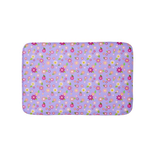 Purple Flowers Small Bath Mat (Front)