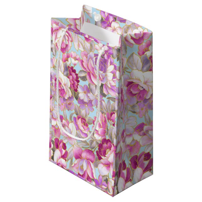 Purple Flowers Small Gift Bag (Front Angled)
