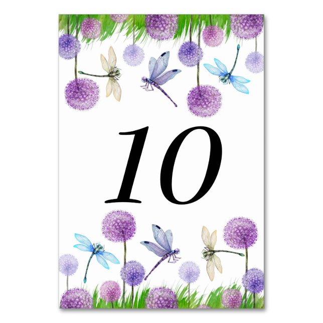 Purple Flowers Table Number (Front)