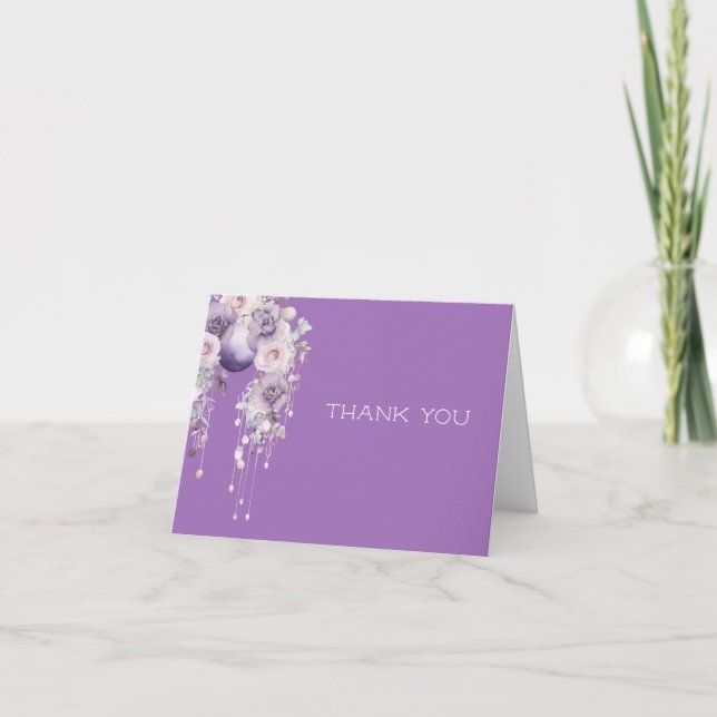 Purple Flowers Thank you card (Front)