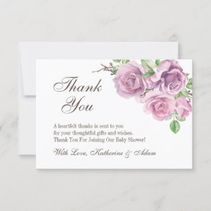 Purple Flowers Thank You Cards, Thank You Favours Card