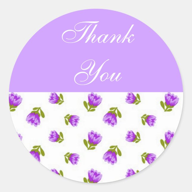 Purple Flowers Thank You Envelope Seals (Front)