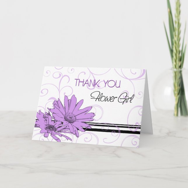 Purple Flowers Thank You Flower Girl Card (Front)