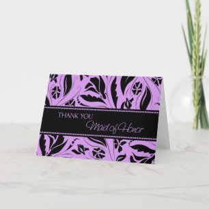 Purple Flowers Thank You Maid of Honour Card