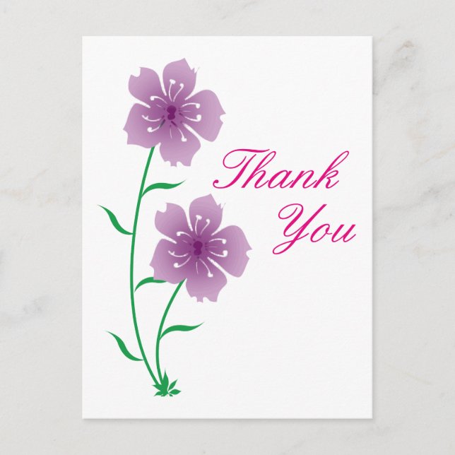 Purple Flowers Thank you Postcard (Front)