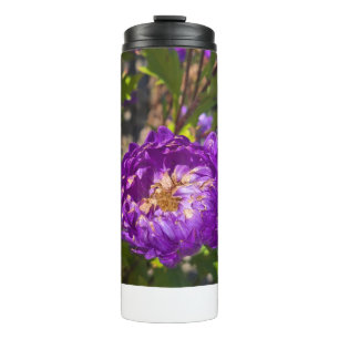 Purple flowers thermal tumbler