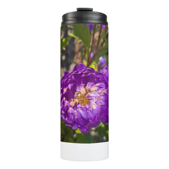 Purple flowers thermal tumbler (Front)