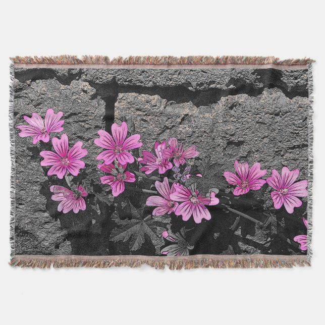 Purple flowers throw blanket (Front)