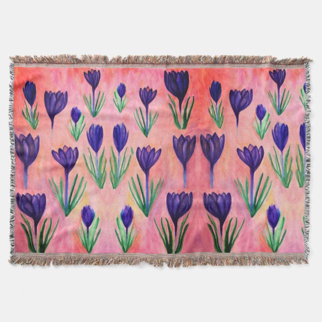 Purple Flowers  Throw Blanket (Front)
