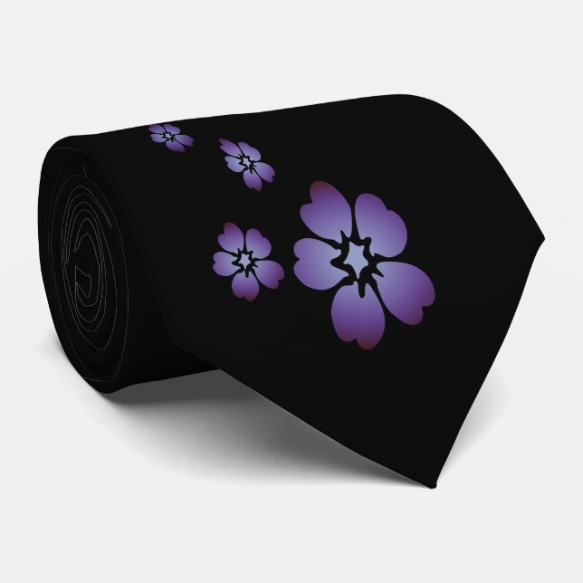 Purple Flowers Tie (Rolled)