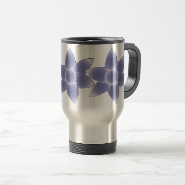 Purple flowers travel mug (Front Right)