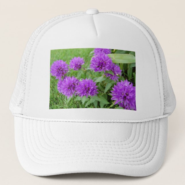 purple flowers trucker hat (Front)