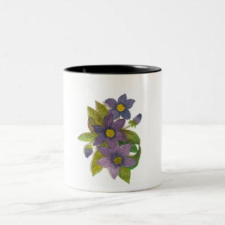 purple flowers Two-Tone coffee mug