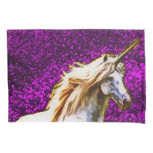 Purple Flowers Unicorn Art Nouveau Pillowcase