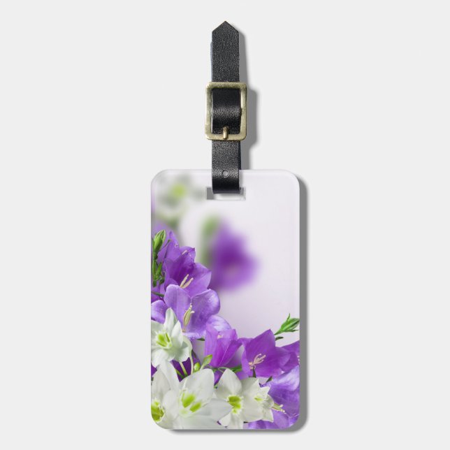 Purple Flowers Vertical Luggage Tag (Front Vertical)