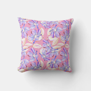Purple Flowers: Watercolor Floral Elegance. Cushion