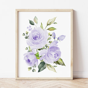 Purple Flowers, Watercolor Flowers, Gender Neutral Photo Print