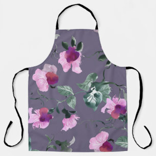 Purple flowers: watercolor seamless pattern. apron