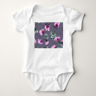 Purple flowers: watercolor seamless pattern. baby bodysuit