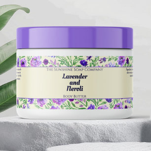 Purple Flowers Waterproof Cosmetics Jar Label