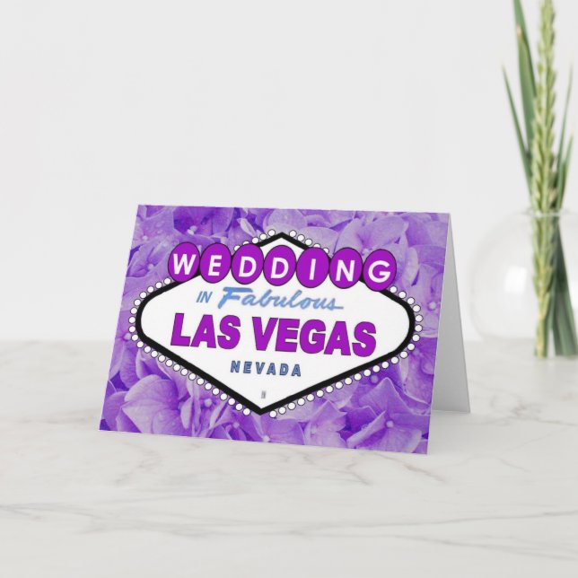 Purple Flowers WEDDING in Las Vegas Announcement C (Front)