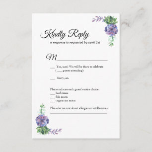 Purple flowers Wedding invitation RSVP botanical