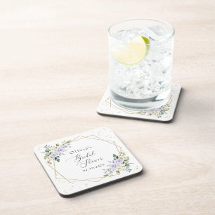 Purple Flowers, White Flowers, Boho, Bridal Shower Coaster
