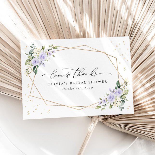 Purple Flowers, White Flowers, Boho, Bridal Shower Thank You Card (Creator Uploaded)