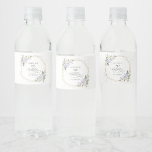 Purple Flowers, White Flowers, Greenery, Birthday Water Bottle Label