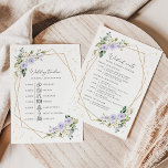 Purple Flowers, White Flowers, Wedding Timeline<br><div class="desc">Add a personal touch to your wedding celebration with these stylish and memorable party items! Design features pink and white watercolor flowers,  greenery,  gold confetti and gold frame on white background.</div>
