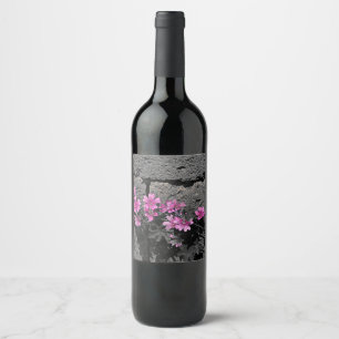 Purple flowers wine label