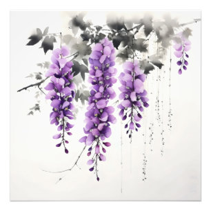 Purple Flowers Wisteria Tree Photo Print