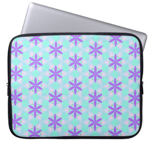 Purple Flowers with Aquamarine and Pink Petals Laptop Sleeve