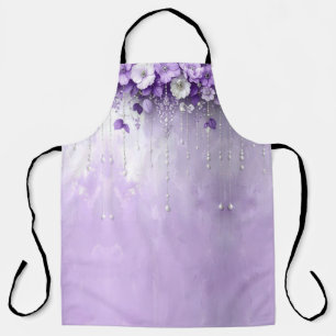Purple Flowers with Dangling Pearls  Apron