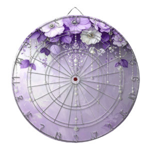 Purple Flowers with Dangling Pearls Dartboard