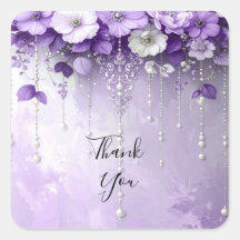 Purple Flowers with Dangling Pearls Sticker