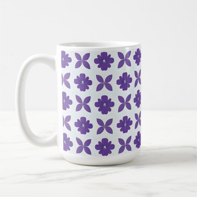 Purple Flowers with Light Background Coffee Mug (Left)