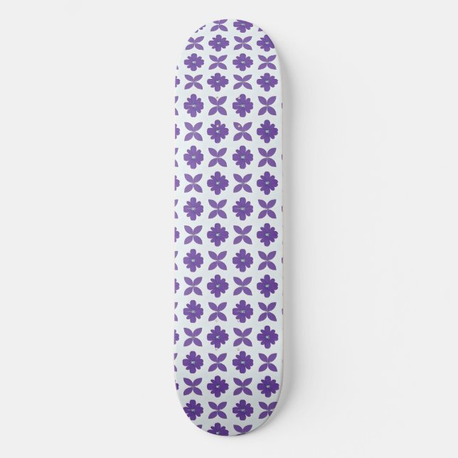 Purple Flowers with Light Background Skateboard (Front)