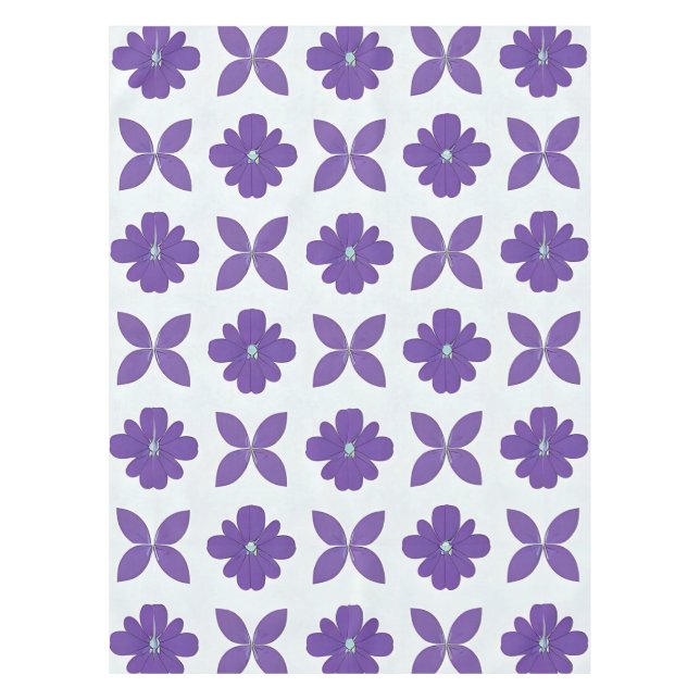 Purple Flowers with Light Background Tablecloth (Front)