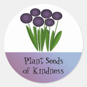 Purple Flowers with Motivational Saying Classic Round Sticker