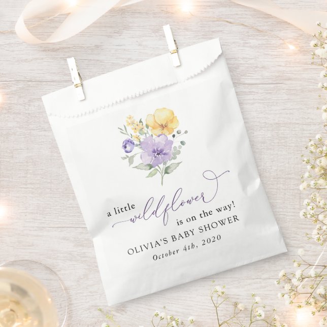 Purple Flowers, Yellow Flowers, Boho, Baby Shower Favour Bags (Clipped)