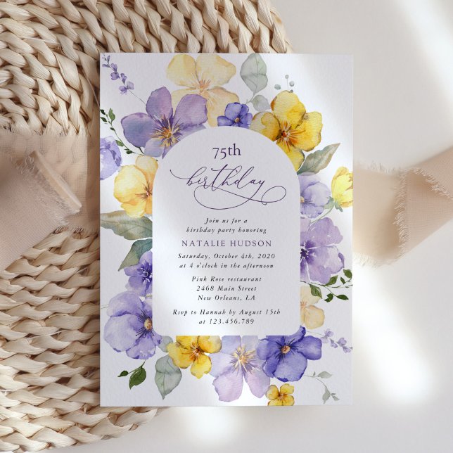 Purple Flowers, Yellow Flowers, Boho, Birthday Invitation (Creator Uploaded)