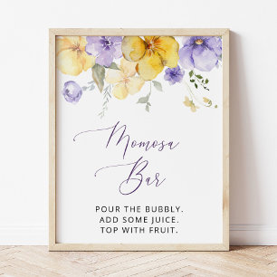 Purple Flowers, Yellow Flowers, Boho, Momosa Bar Poster