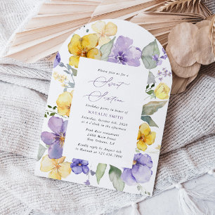 Purple Flowers, Yellow Flowers, Boho, Sweet 16 Invitation