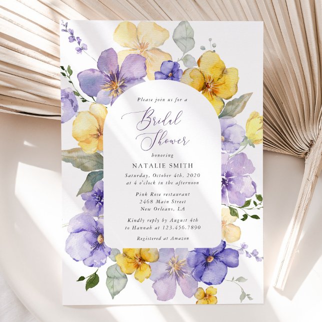 Purple Flowers, Yellow Flowers, Bridal Shower Invitation (Creator Uploaded)