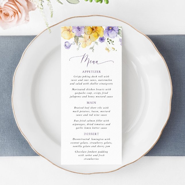 Purple Flowers, Yellow Flowers, Wedding Menu (Creator Uploaded)